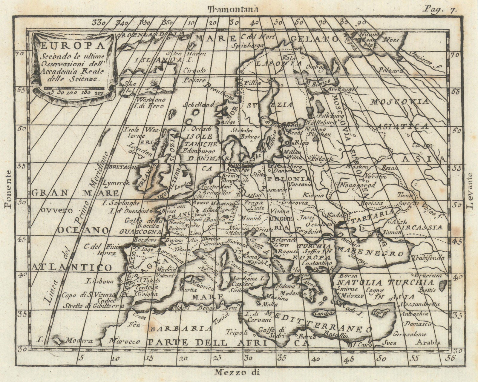 'Europa'. Europe antique map by Claudio Buffier 1788 old chart